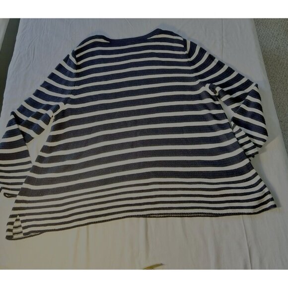 J Jill Womens Sweater 4X Black And White Striped Sweater Lightweight Nautical - Picture 8 of 8